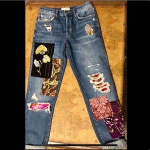 We the Free Embellished Patchwork Jean(EUC)
